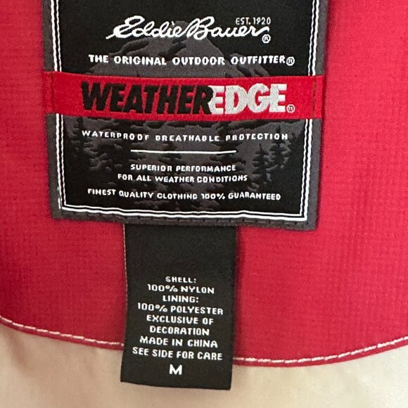 Eddie Bauer Womens Weather Edge Red Full Zip Hooded Lightweight Rain Jacket MED - Picture 3 of 8